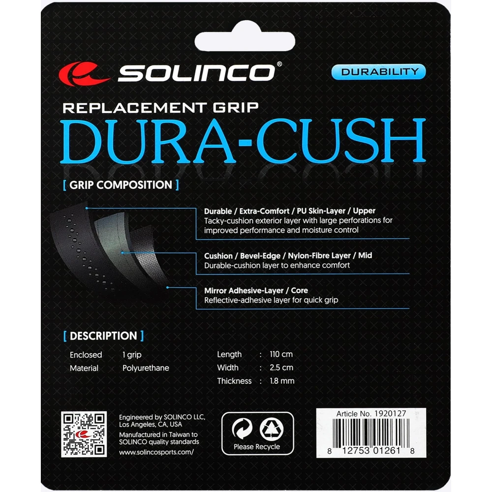Solinco Dura-Cush Replacement Grip (White) 2 Solinco Dura-Cush Replacement Grip (White) - Image 2