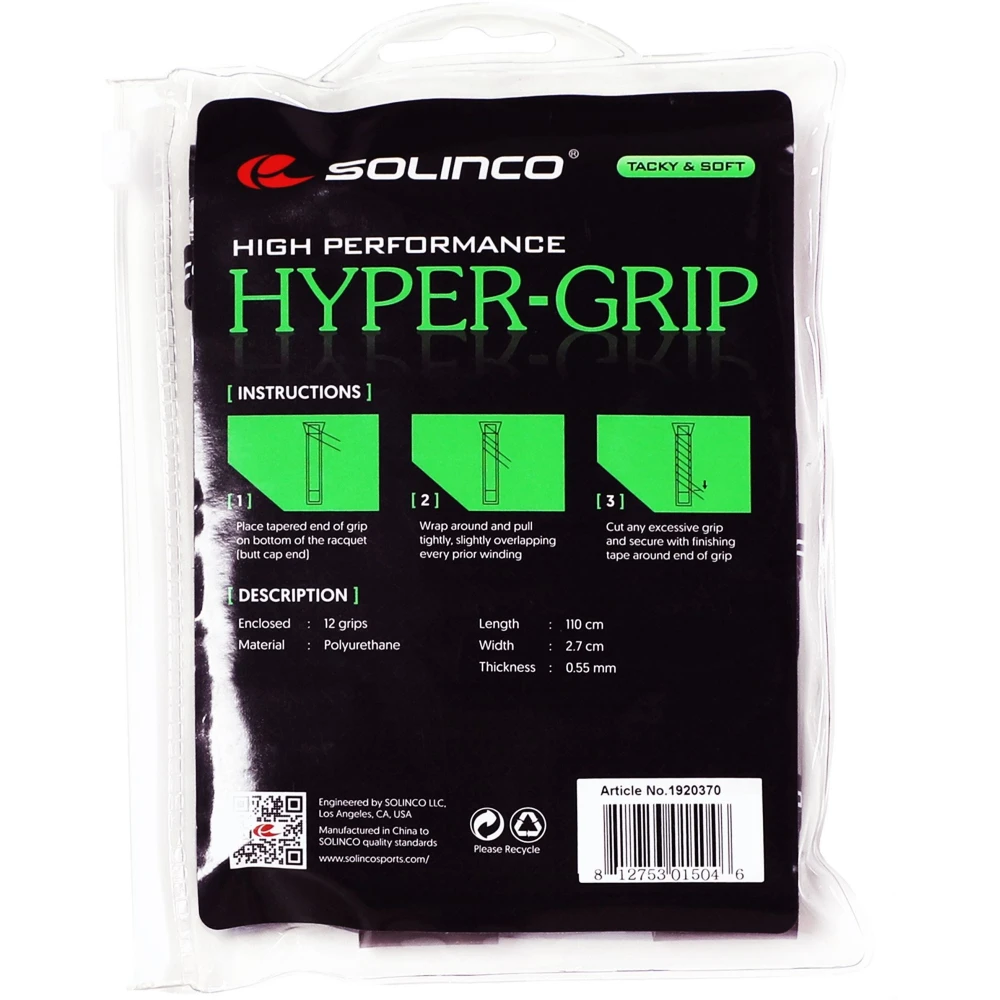 Solinco HyperGrip Black Overgrip (12 Pack) 2 Solinco HyperGrip Black Overgrip (12 Pack) - Image 2