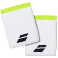 Babolat Men’s Aero Logo Jumbo 4 Inch Wristband (White/Yellow)