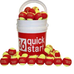 QuickStart 36 Red Felt Tennis Training Balls With Slogans
