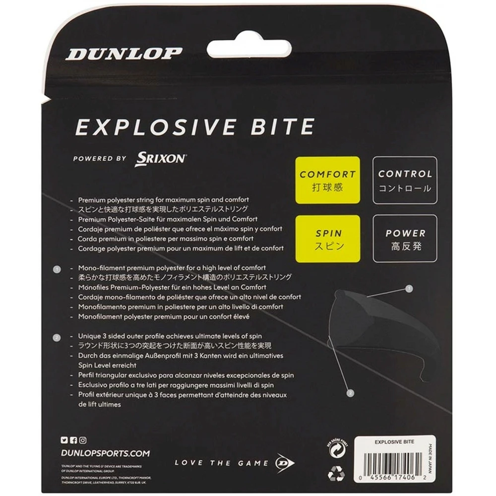 Dunlop Explosive Bite Black 16g Tennis String (Set) - Image 2