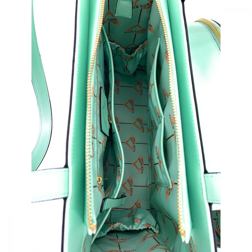 NiceAces Women’s Maya Handmade Vegan Leather Tennis Tote (Mint) - Image 3