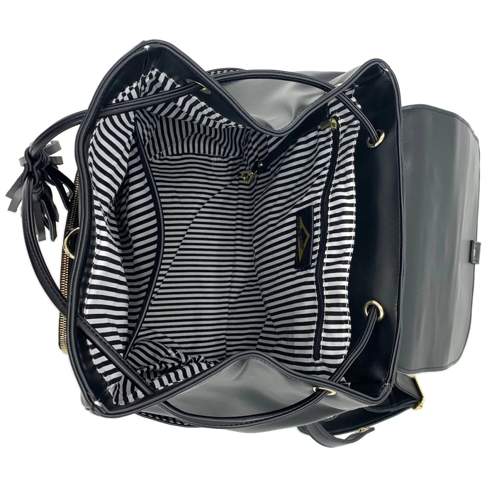 NiceAces Women’s Sara Handmade Vegan Leather Tennis Backpack (Black) - Image 3