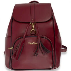 NiceAces Women’s SARA Handmade Vegan Leather Tennis Backpack (Maroon)