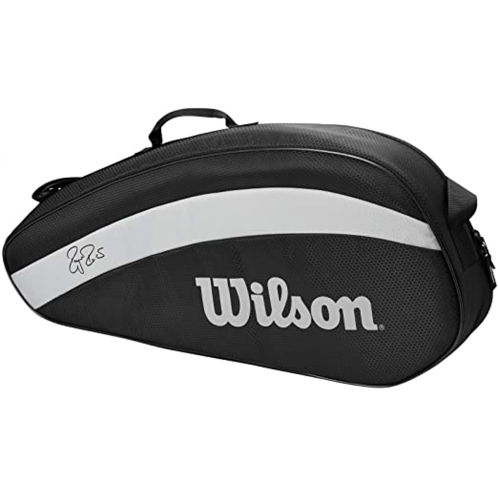 Wilson Federer Team 3 Racquet Tennis Bag (Black) 2 Wilson Federer Team 3 Racquet Tennis Bag (Black) - Image 2