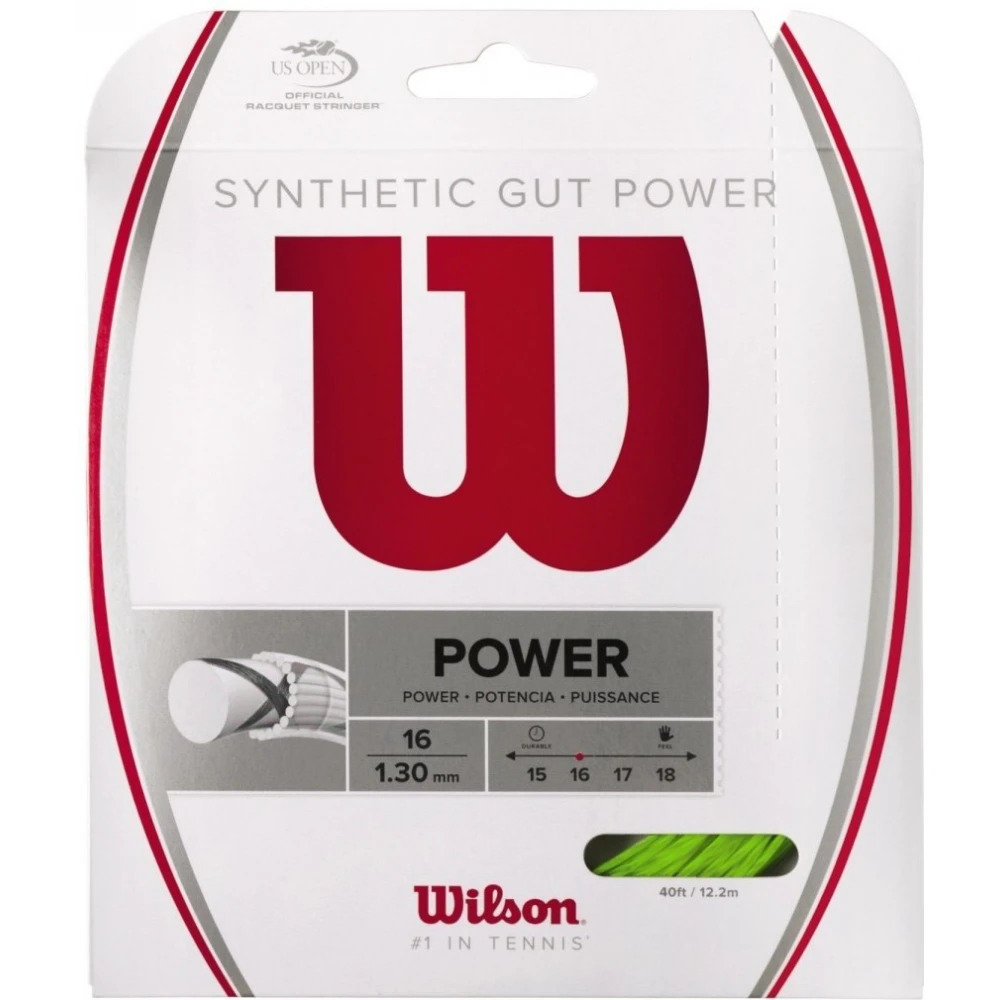 Wilson Synthetic Gut Power 16g Lime Green Tennis String (Set) 1 Wilson Synthetic Gut Power 16g Lime Green Tennis String (Set)