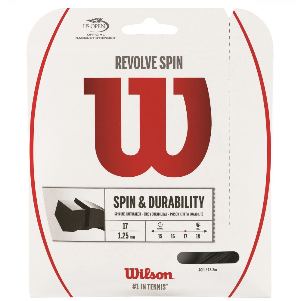 Wilson Revolve Spin 17g Tennis String Black (Set) 1 Wilson Revolve Spin 17g Tennis String Black (Set)